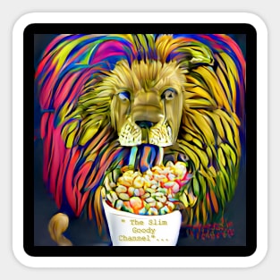 S.G. Lion eating cereal. Amazing peaceful calming Sticker